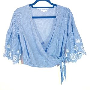 Rebellion Blue White Striped Wrap Top